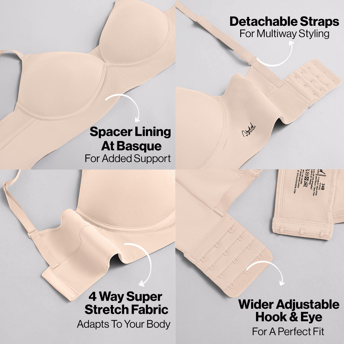Nykd by Nykaa Adapt360° Lift & Support Padded Non Wired Barely There T-Shirt Bra NYB362 Skin