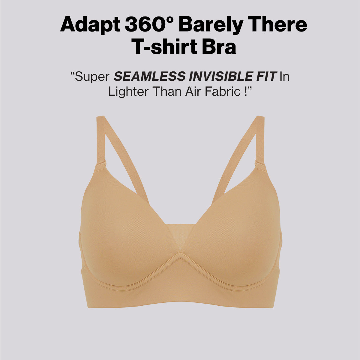 Nykd by Nykaa Adapt360° Lift & Support Padded Non Wired Barely There T-Shirt Bra NYB362 Tan