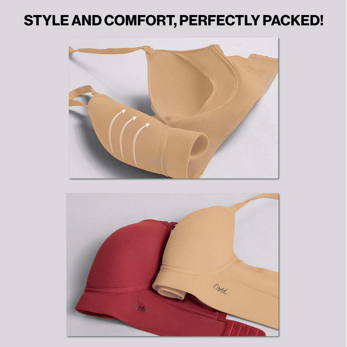 Nykd by Nykaa Adapt360° Lift & Support Padded Non Wired Barely There T-Shirt Bra NYB362 Tan