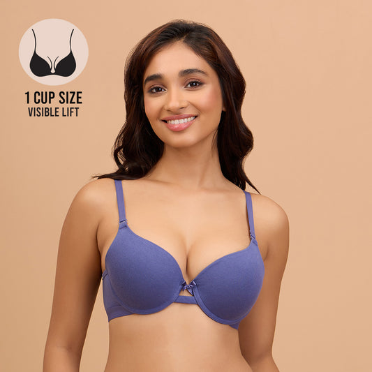 Breathe Cotton Wired Push Up Bra with Detachable Straps-NYB366-D.Purple