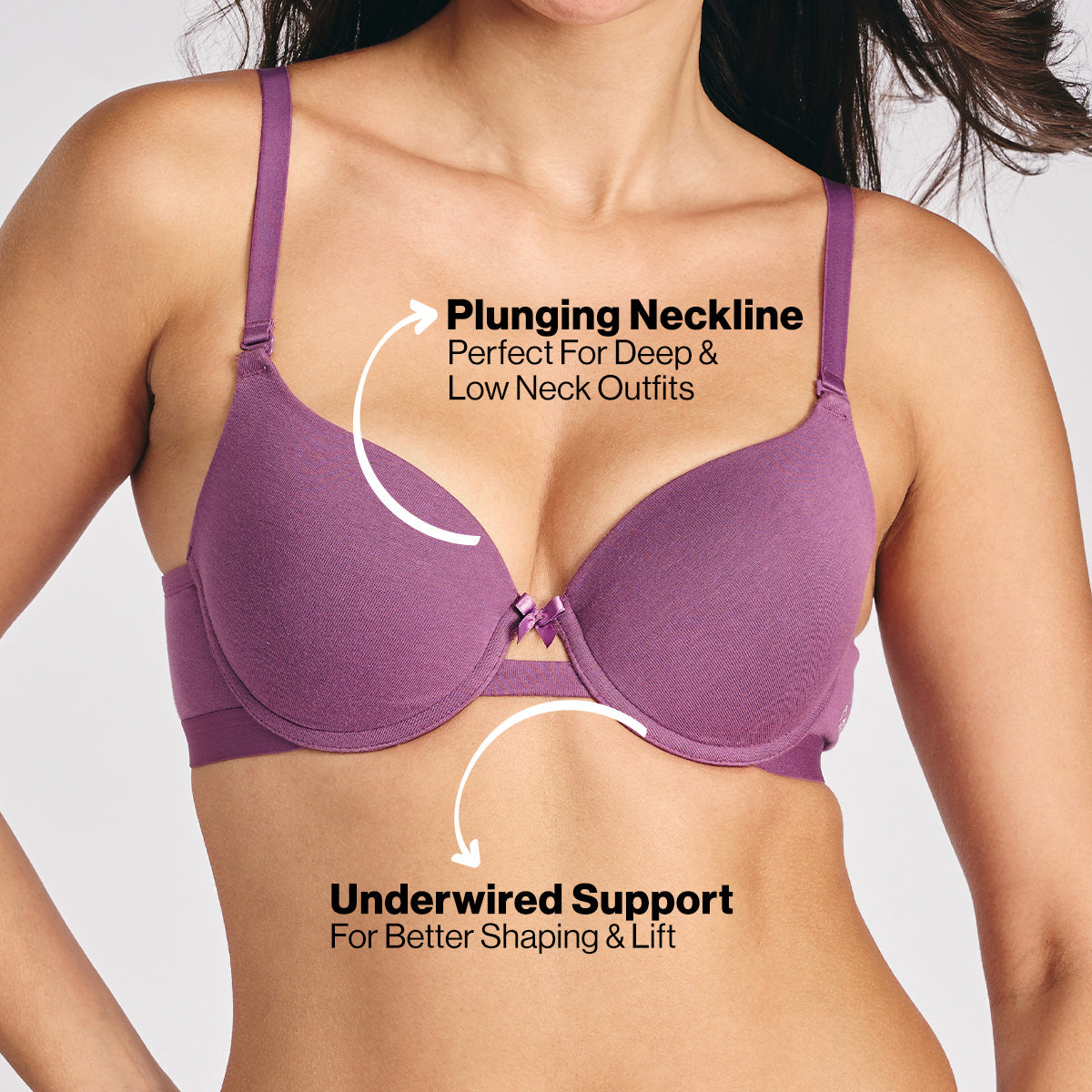 Nykd by Nykaa Multiway Breathe Cotton Wired Push Up Bra with Detachable Straps NYB366 Berry C