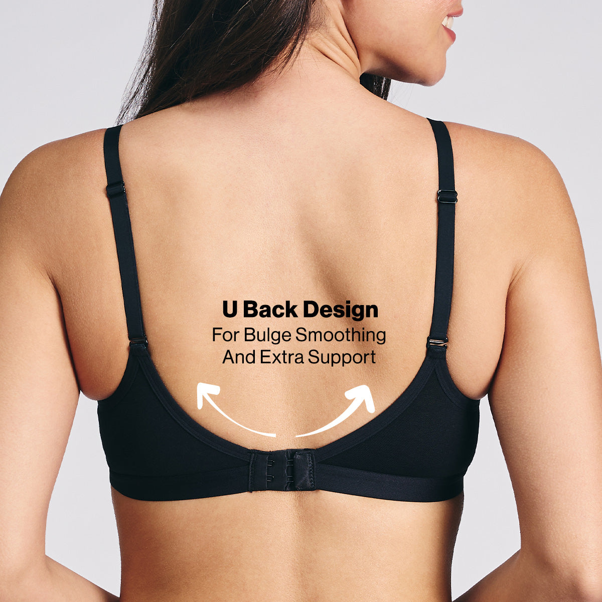 Breathe Cotton Wired Push Up Bra with Detachable Straps-NYB366-Black