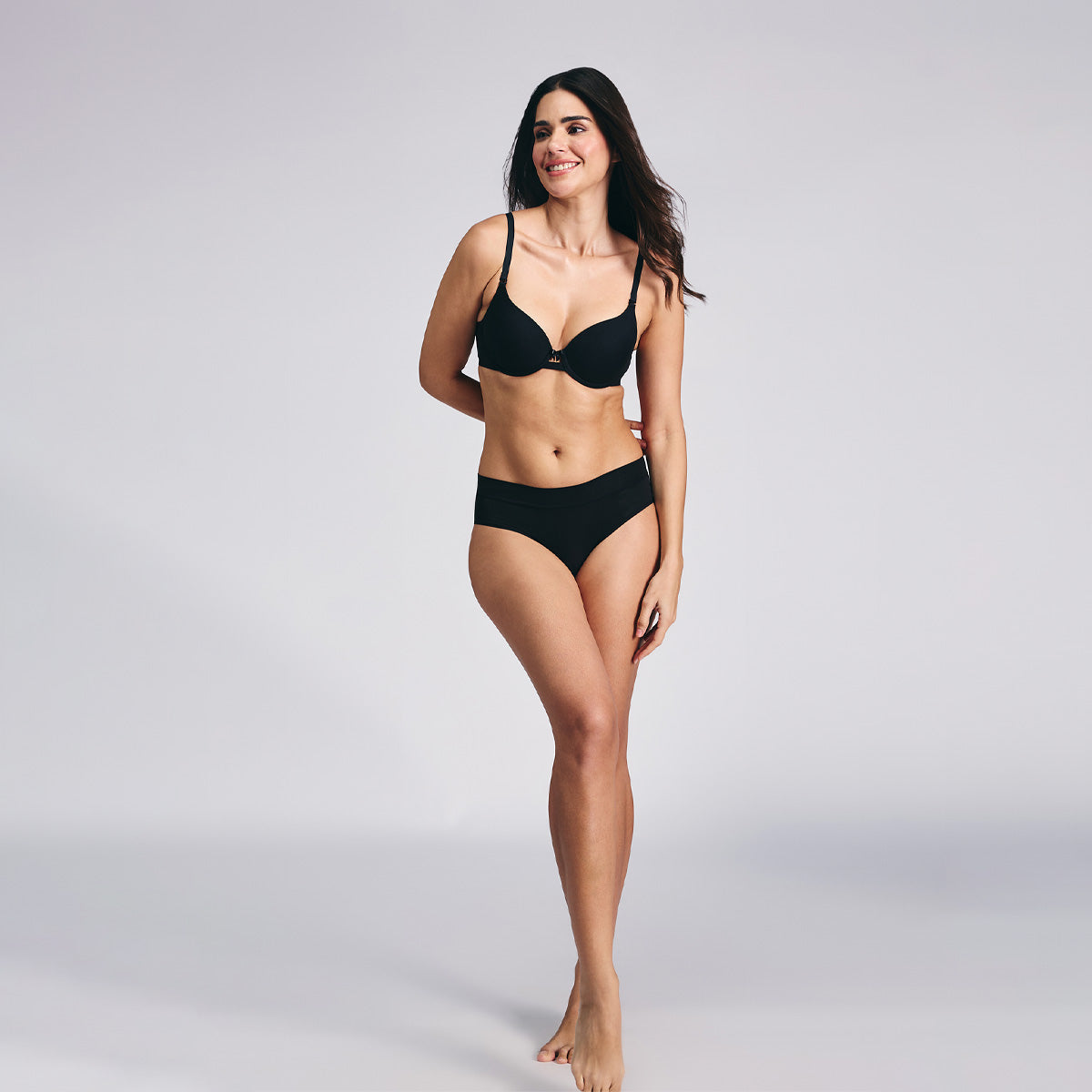 Breathe Cotton Wired Push Up Bra with Detachable Straps-NYB366-Black