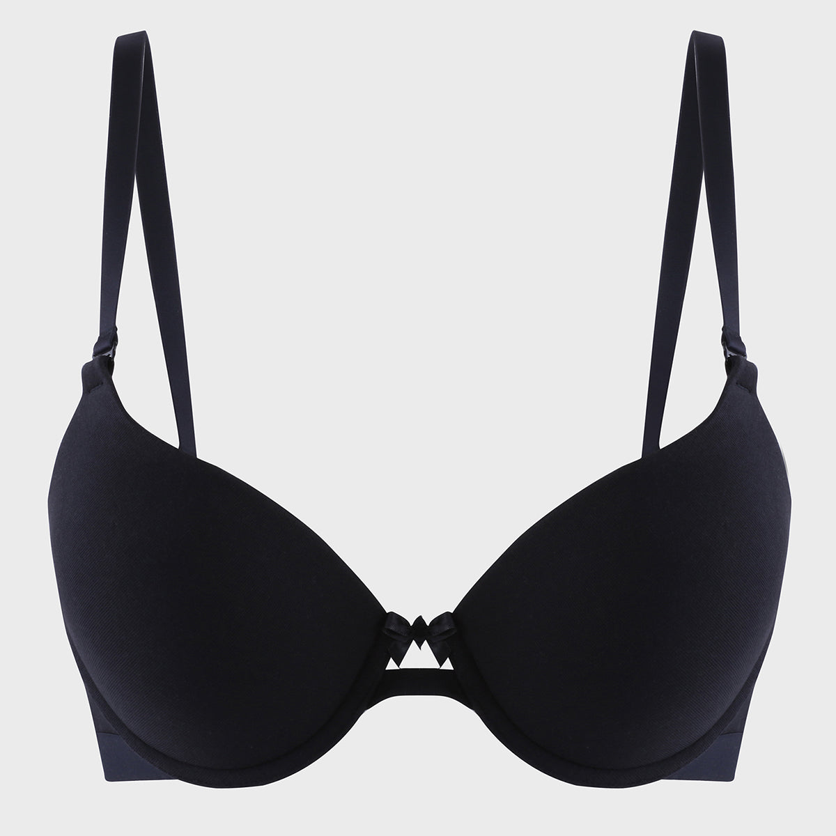 Breathe Cotton Wired Push Up Bra with Detachable Straps-NYB366-Black