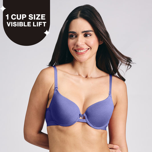 Breathe Cotton Wired Push Up Bra with Detachable Straps-NYB366-D.Purple
