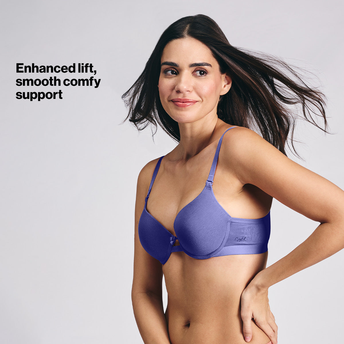 Breathe Cotton Wired Push Up Bra with Detachable Straps-NYB366-D.Purple