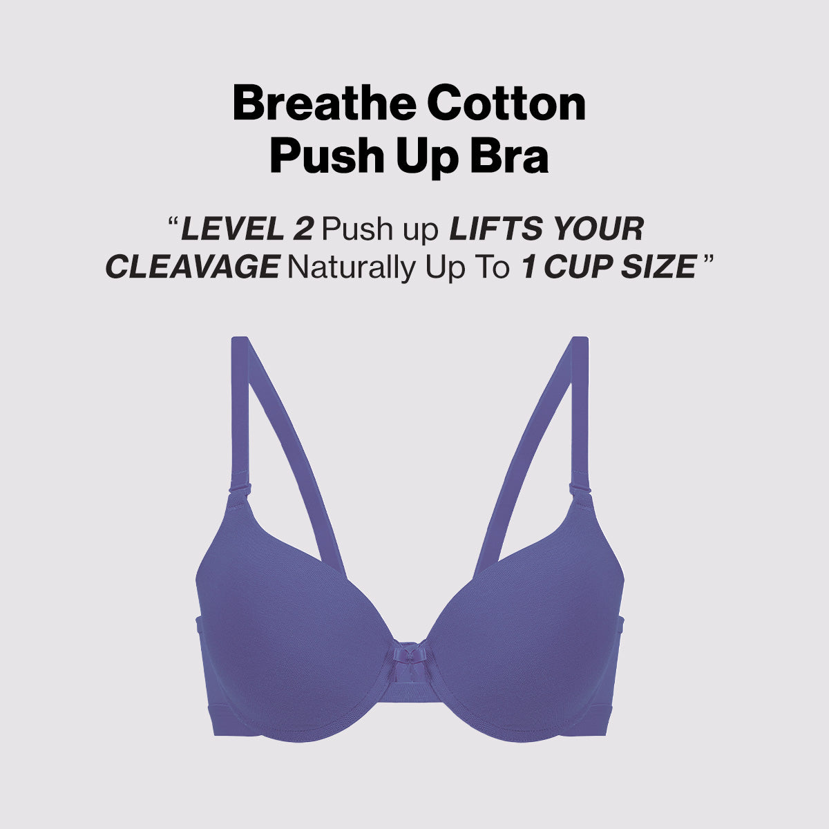 Breathe Cotton Wired Push Up Bra with Detachable Straps-NYB366-D.Purple