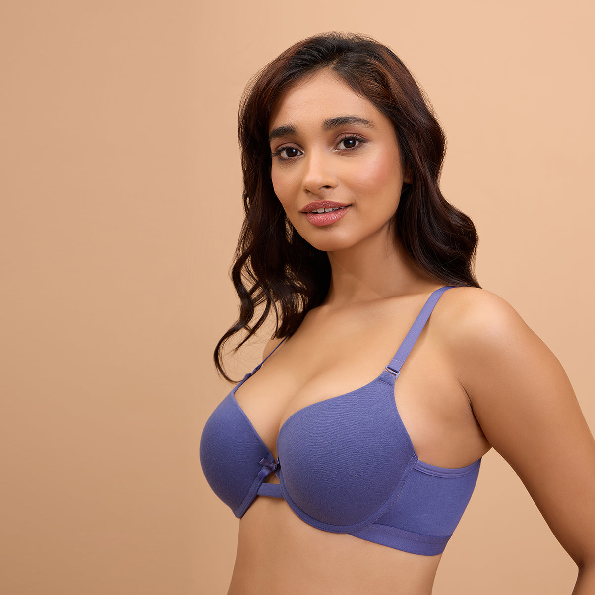 Breathe Cotton Wired Push Up Bra with Detachable Straps-NYB366-D.Purple