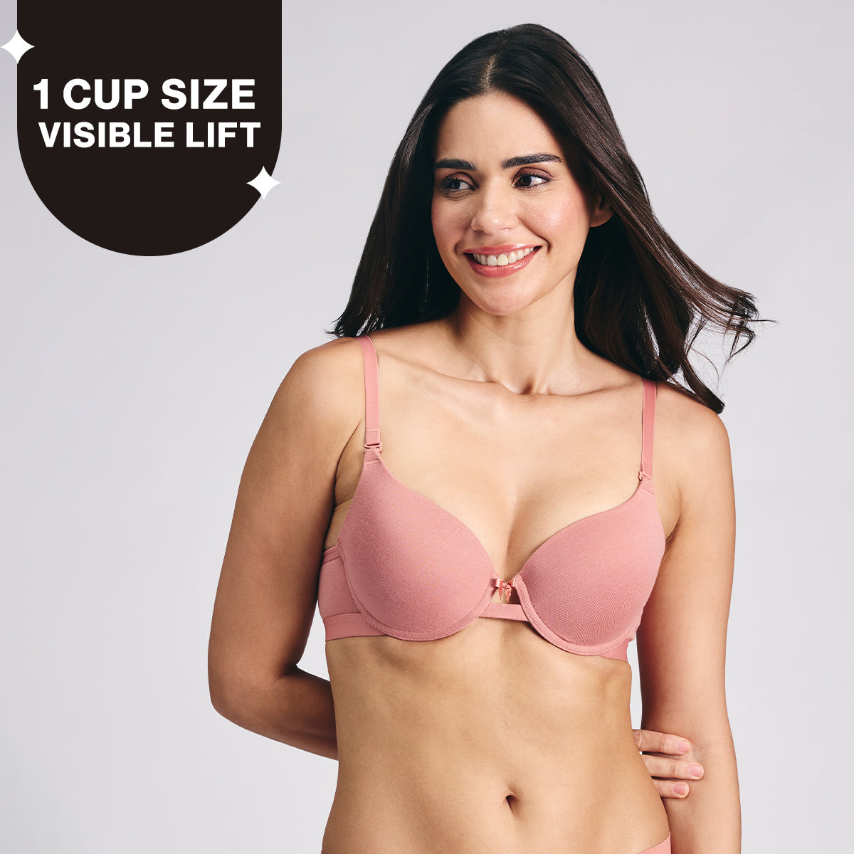 Nykd By Nykaa Multiway Breathe Cotton Wired Push Up Bra with Detachable Straps NYB366 D Rose