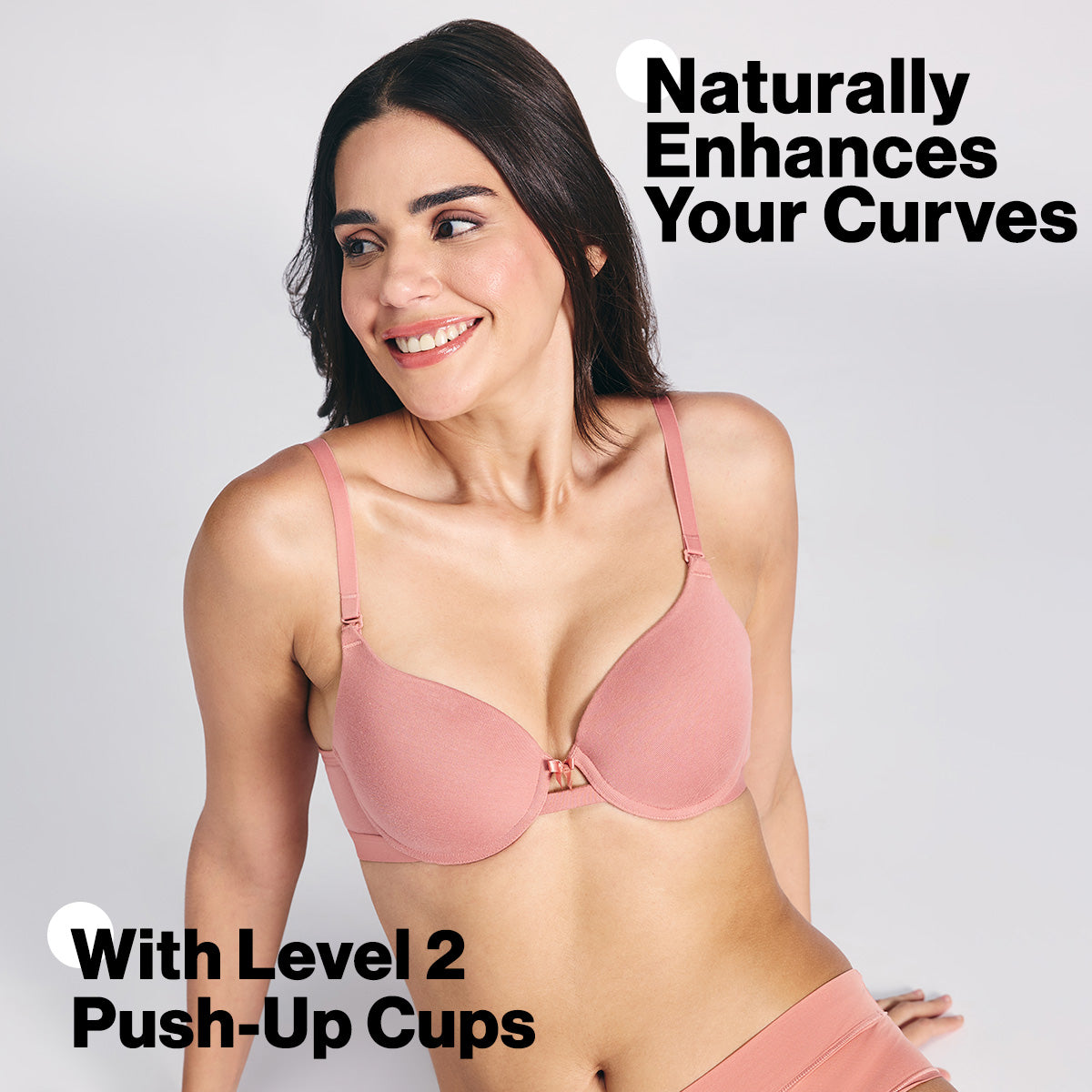 Nykd By Nykaa Multiway Breathe Cotton Wired Push Up Bra with Detachable Straps NYB366 D Rose