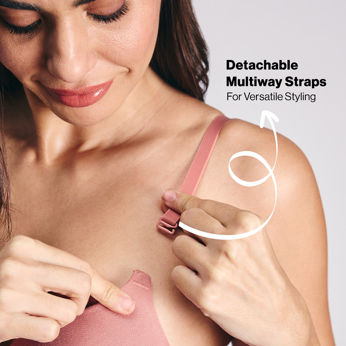 Breathe Cotton Wired Push Up Bra with Detachable Straps-NYB366-Dark Skin