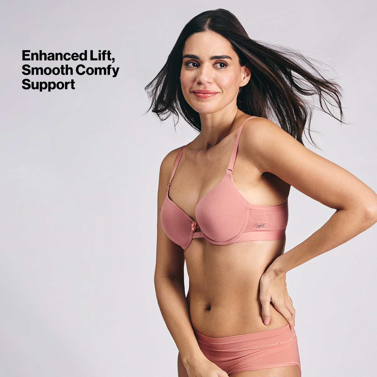 Nykd By Nykaa Multiway Breathe Cotton Wired Push Up Bra with Detachable Straps NYB366 D Rose
