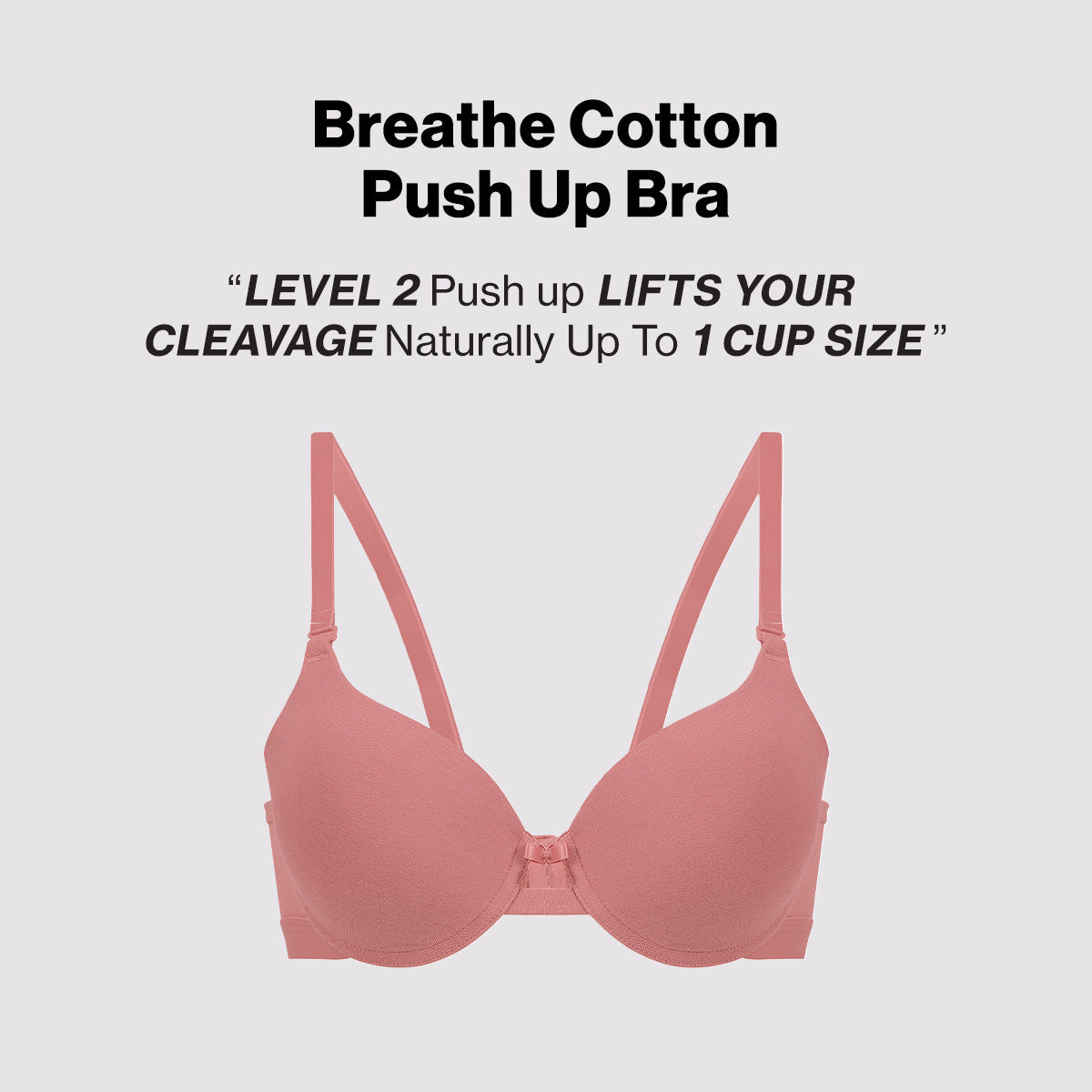 Nykd By Nykaa Multiway Breathe Cotton Wired Push Up Bra with Detachable Straps NYB366 D Rose