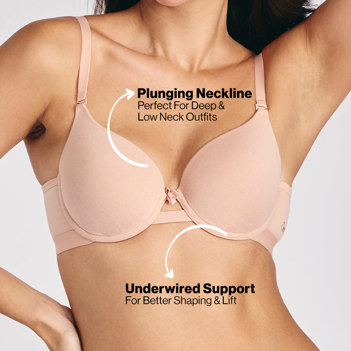 Nykd by Nykaa Multiway Breathe Cotton Wired Push Up Bra with Detachable Straps NYB366 P Nude