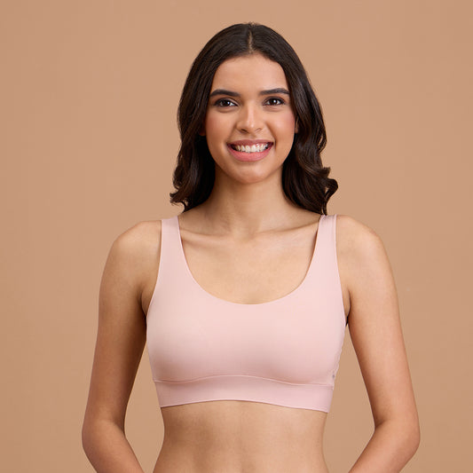 Barely There Slip-On Lounge Bra with Removable Cookies for Nipple Concealment-NYB378-Rose