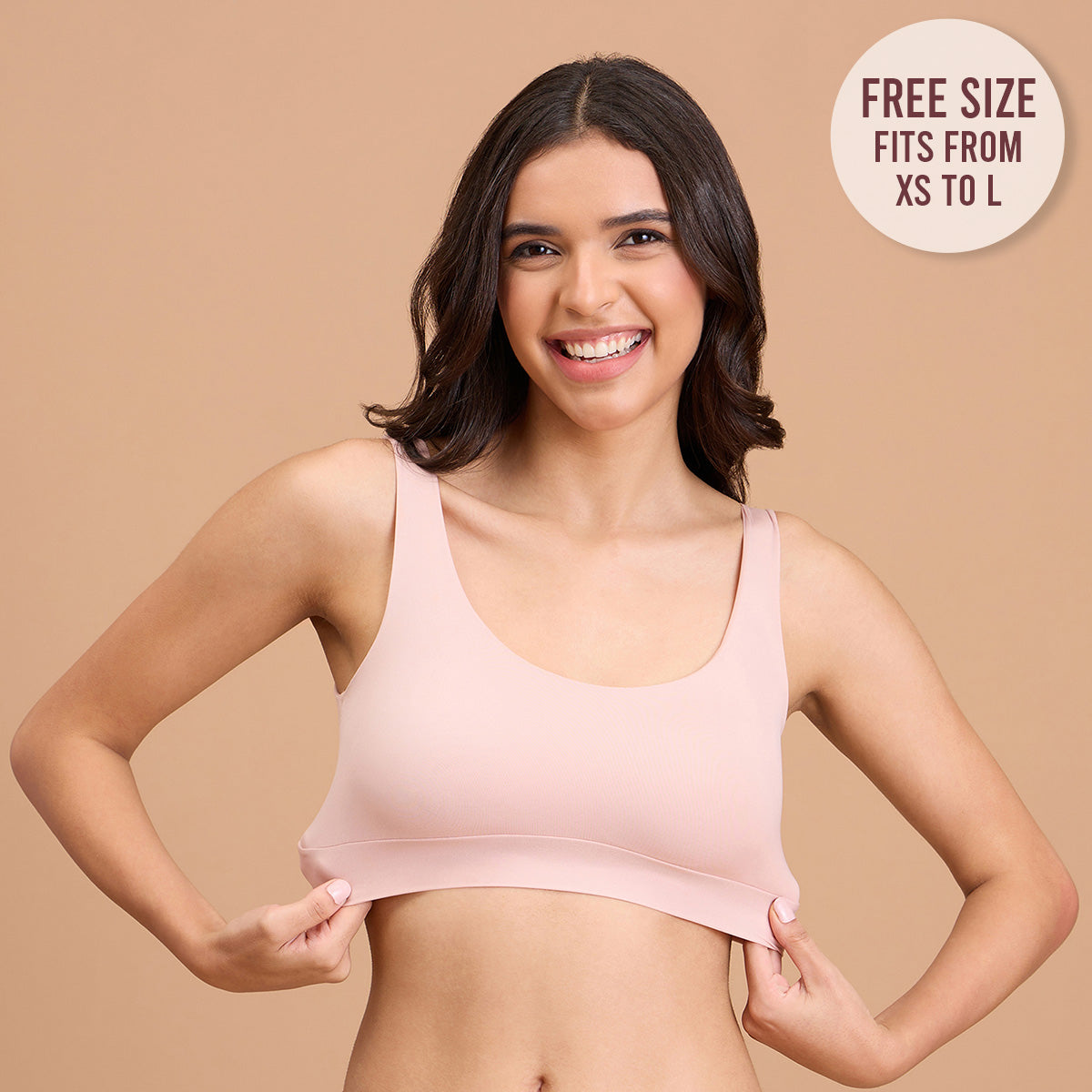 Barely There Slip-On Lounge Bra with Removable Cookies for Nipple Concealment-NYB378-Rose