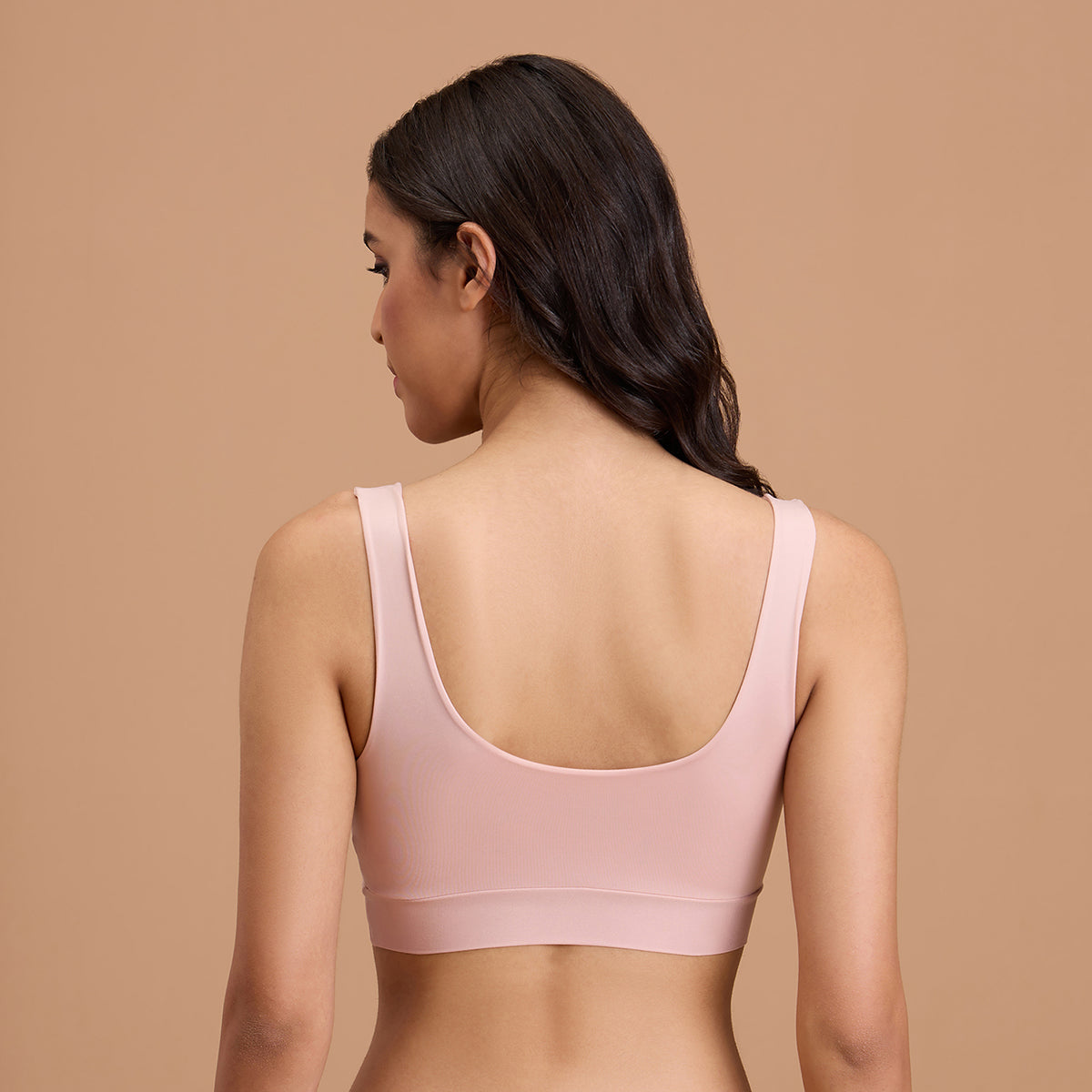 Barely There Slip-On Lounge Bra with Removable Cookies for Nipple Concealment-NYB378-Rose