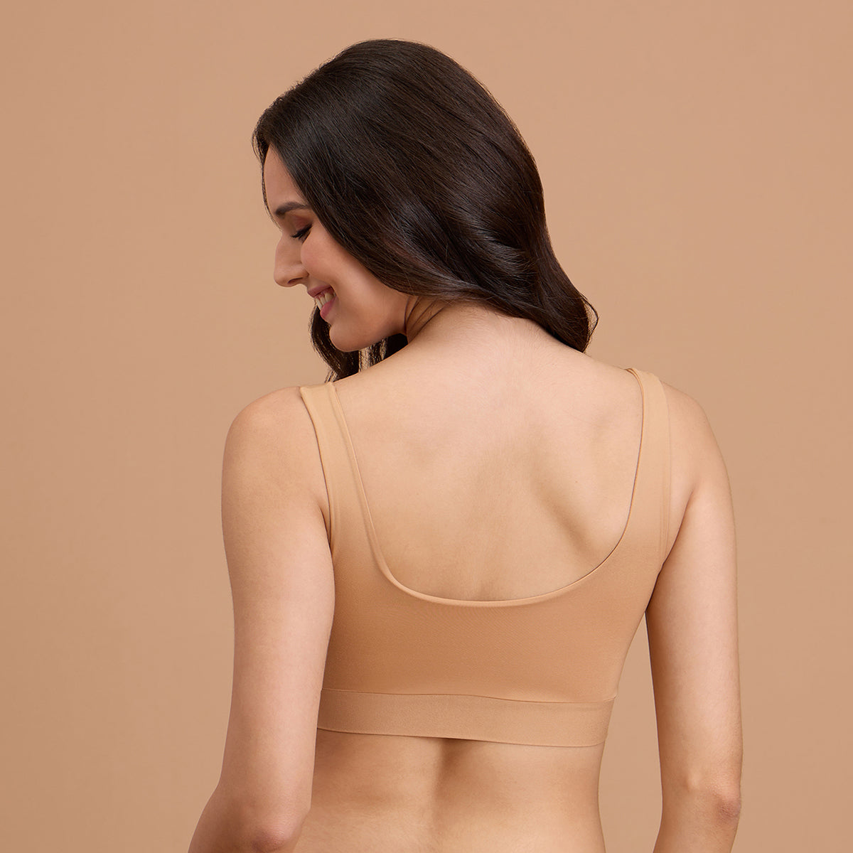 Barely There Slip-On Lounge Bra with Removable Cookies for Nipple Concealment-NYB378-TAN (Free Size)