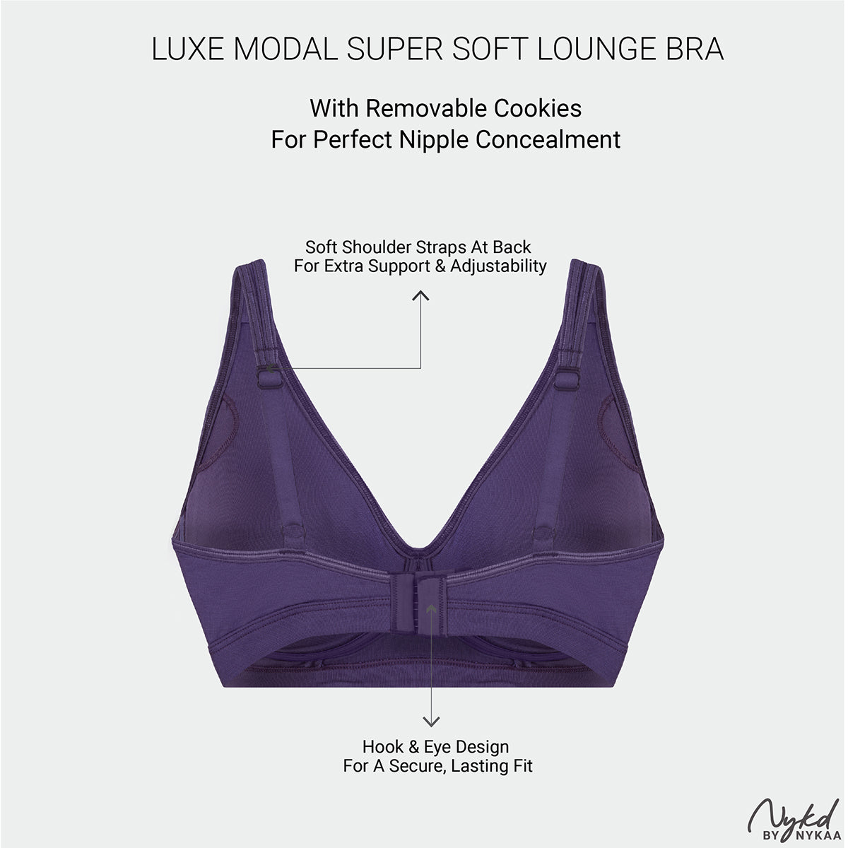 Nykd By Nykaa Super Soft Luxe Modal Non Padded Non Wired Lounge Bra NYB387 Purple