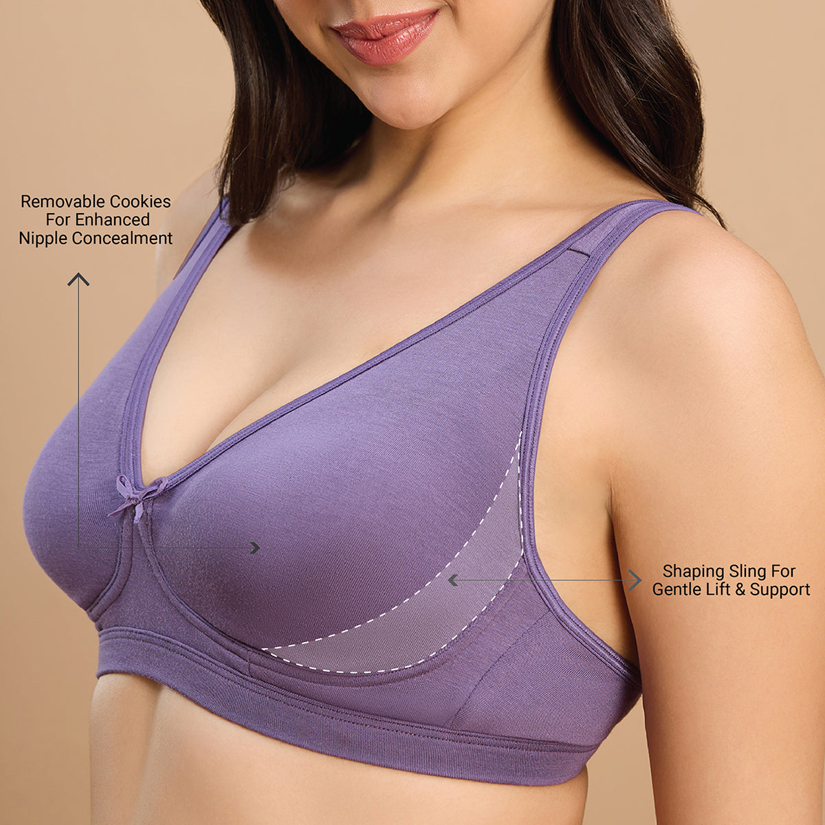 Nykd By Nykaa Super Soft Luxe Modal Non Padded Non Wired Lounge Bra NYB387 Purple