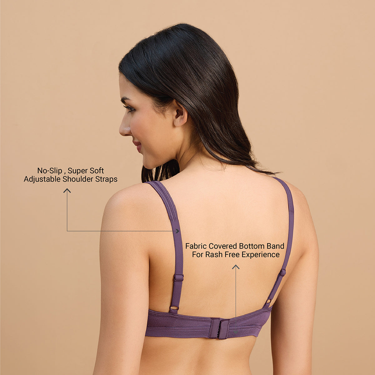 Nykd By Nykaa Super Soft Luxe Modal Non Padded Non Wired Lounge Bra NYB387 Purple