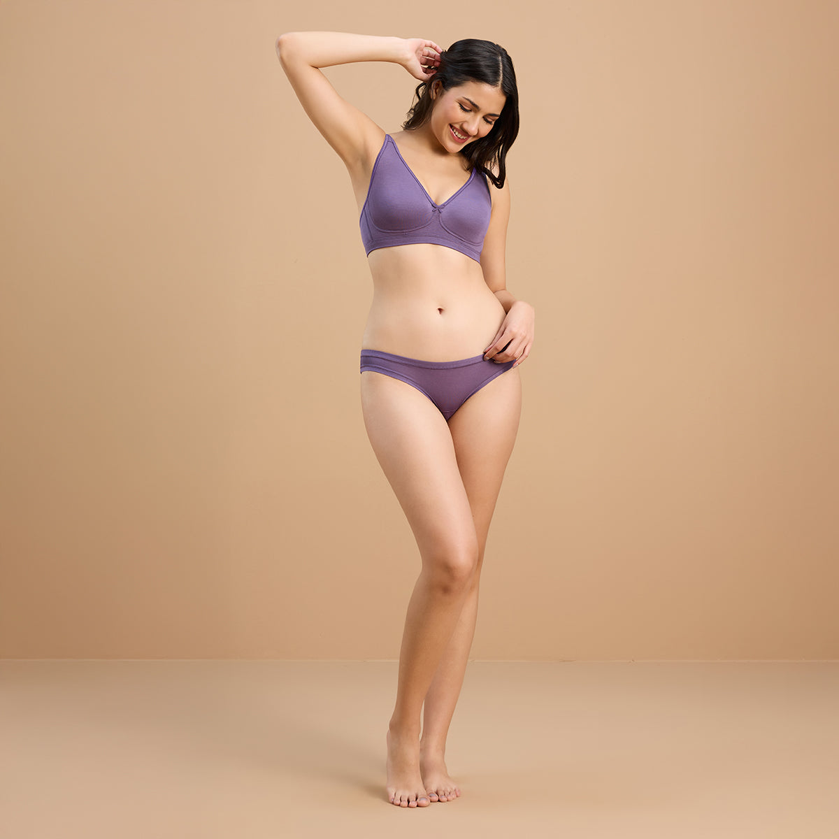 Nykd By Nykaa Super Soft Luxe Modal Non Padded Non Wired Lounge Bra NYB387 Purple