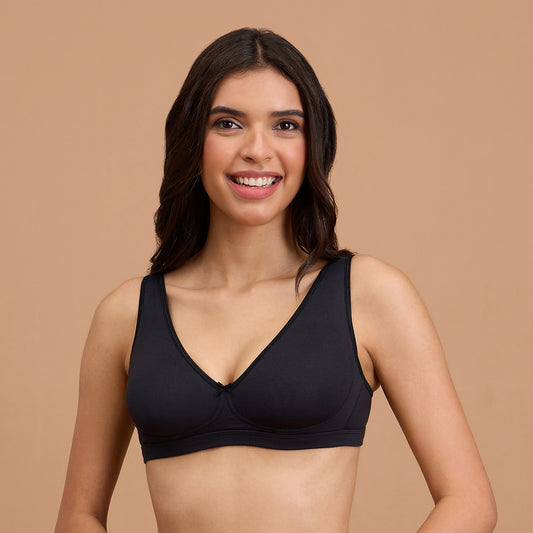 Modal Akin To Skin Super Soft Non Wired Bra With Removable Cookies-NYB387-Black