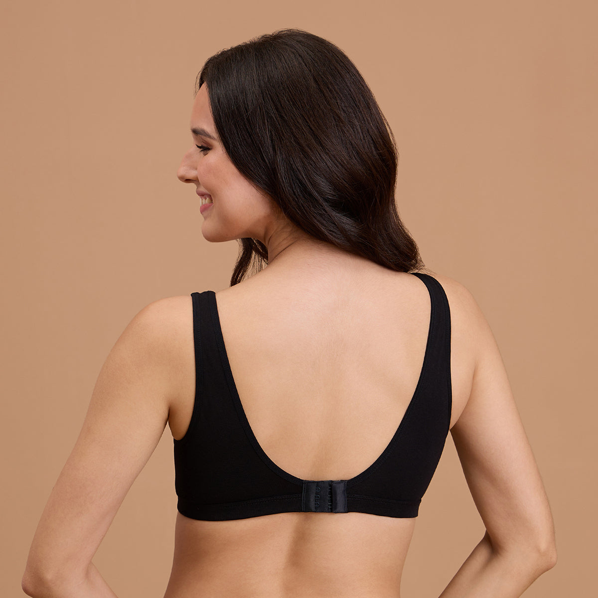 Cotton Non Padded Non Wired Everyday Comfort Bra-NYB388-Black