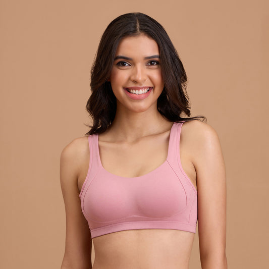 Cotton Non Padded Non Wired Everyday Comfort Bra-NYB388-Blush