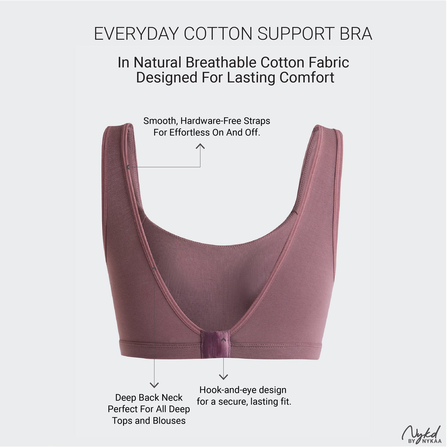 Cotton Non Padded Non Wired Everyday Comfort Bra-NYB388-Flint