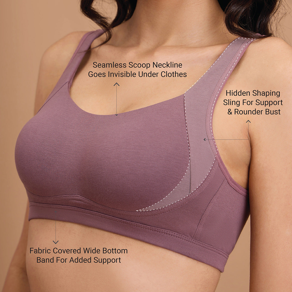 Cotton Non Padded Non Wired Everyday Comfort Bra-NYB388-Flint