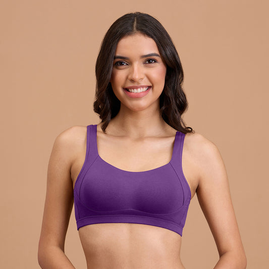 Cotton Non Padded Non Wired Everyday Comfort Bra-NYB388-Purple