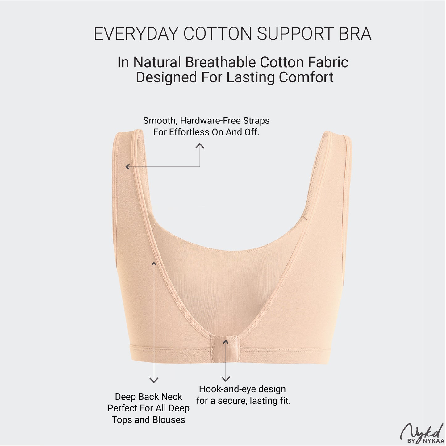 Cotton Non Padded Non Wired Everyday Comfort Bra-NYB388-Sand