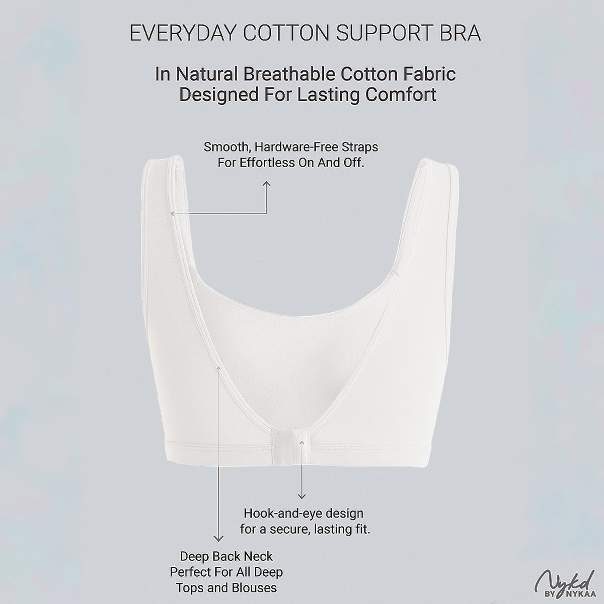 Nykd By Nykaa Breathe Cotton Non Padded Non Wired Everyday Comfort Bra NYB388 White