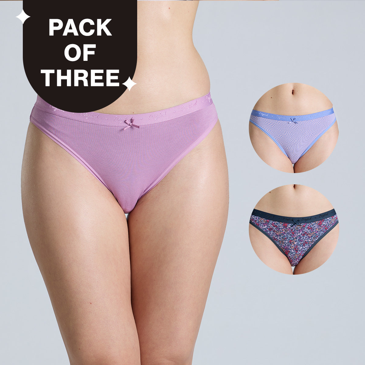 NYKD By Nykaa Low Rise Cotton Bikini Panty with Outer Elastic-NYP390-Assortment 18-P03