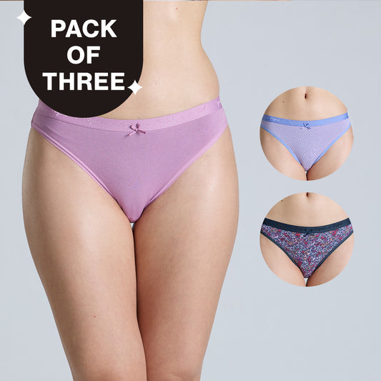 NYKD By Nykaa Low Rise Cotton Bikini Panty with Outer Elastic-NYP390-Assortment 18-P03