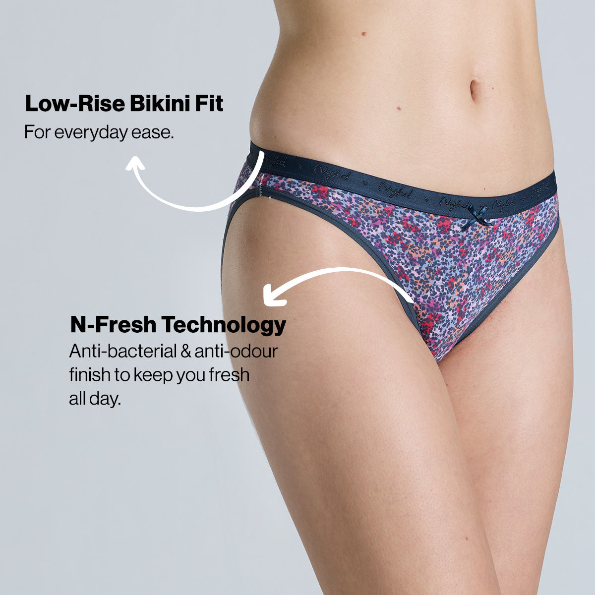 NYKD By Nykaa Low Rise Cotton Bikini Panty with Outer Elastic-NYP390-Assortment 18-P03