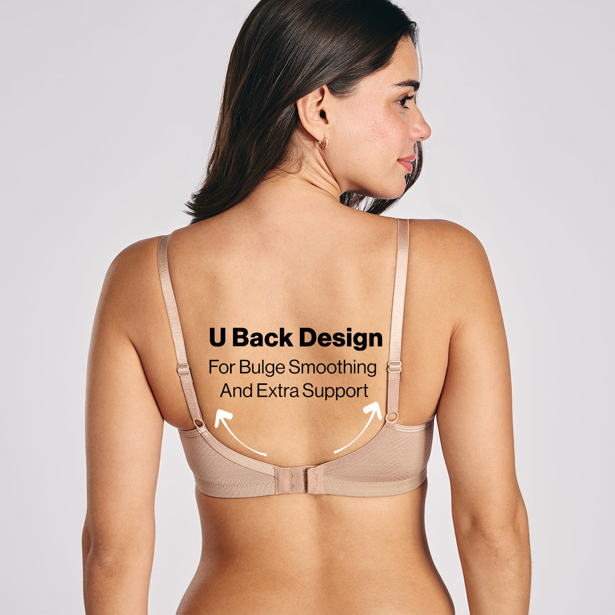 Hidden Support Non Padded Non Wired Bra In Luxe Jacquard Fabric-NYB390-Nude