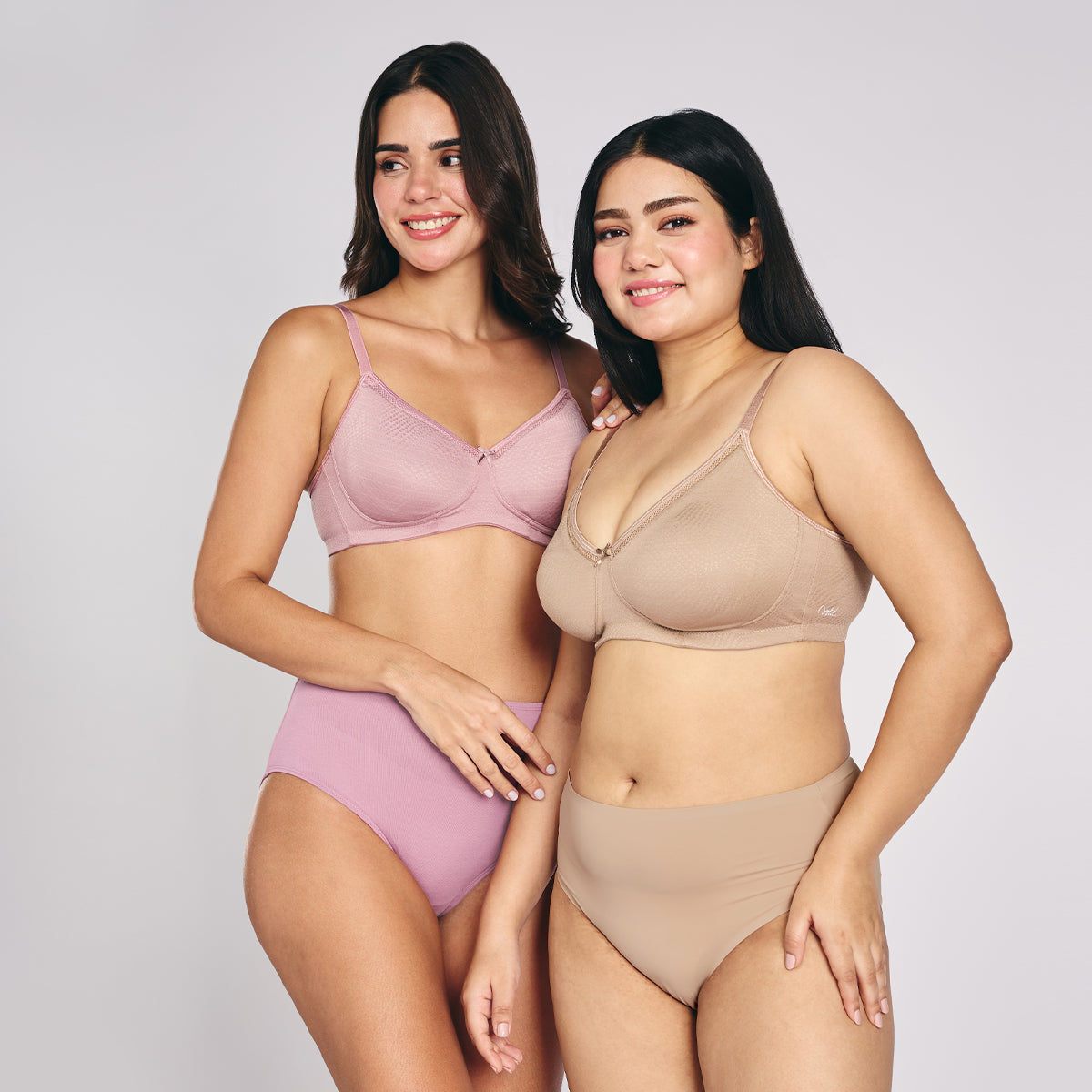 Hidden Support Non Padded Non Wired Bra In Luxe Jacquard Fabric-NYB390-Nude