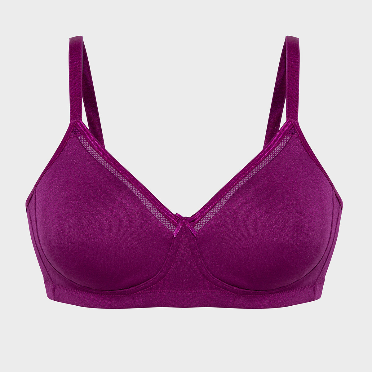 Hidden Support Non Padded Non Wired Bra In Luxe Jacquard Fabric-NYB390-Plum