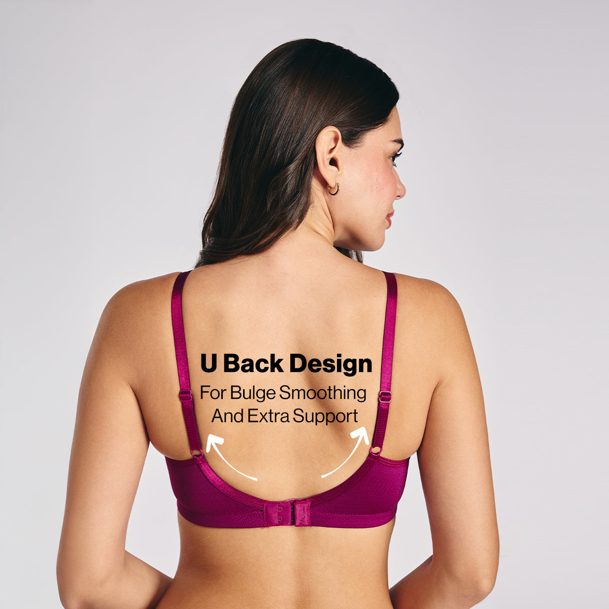 Hidden Support Non Padded Non Wired Bra In Luxe Jacquard Fabric-NYB390-Plum