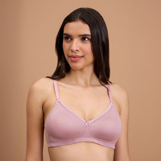 Hidden Support Non Padded Non Wired Bra In Luxe Jacquard Fabric-NYB390-Rose