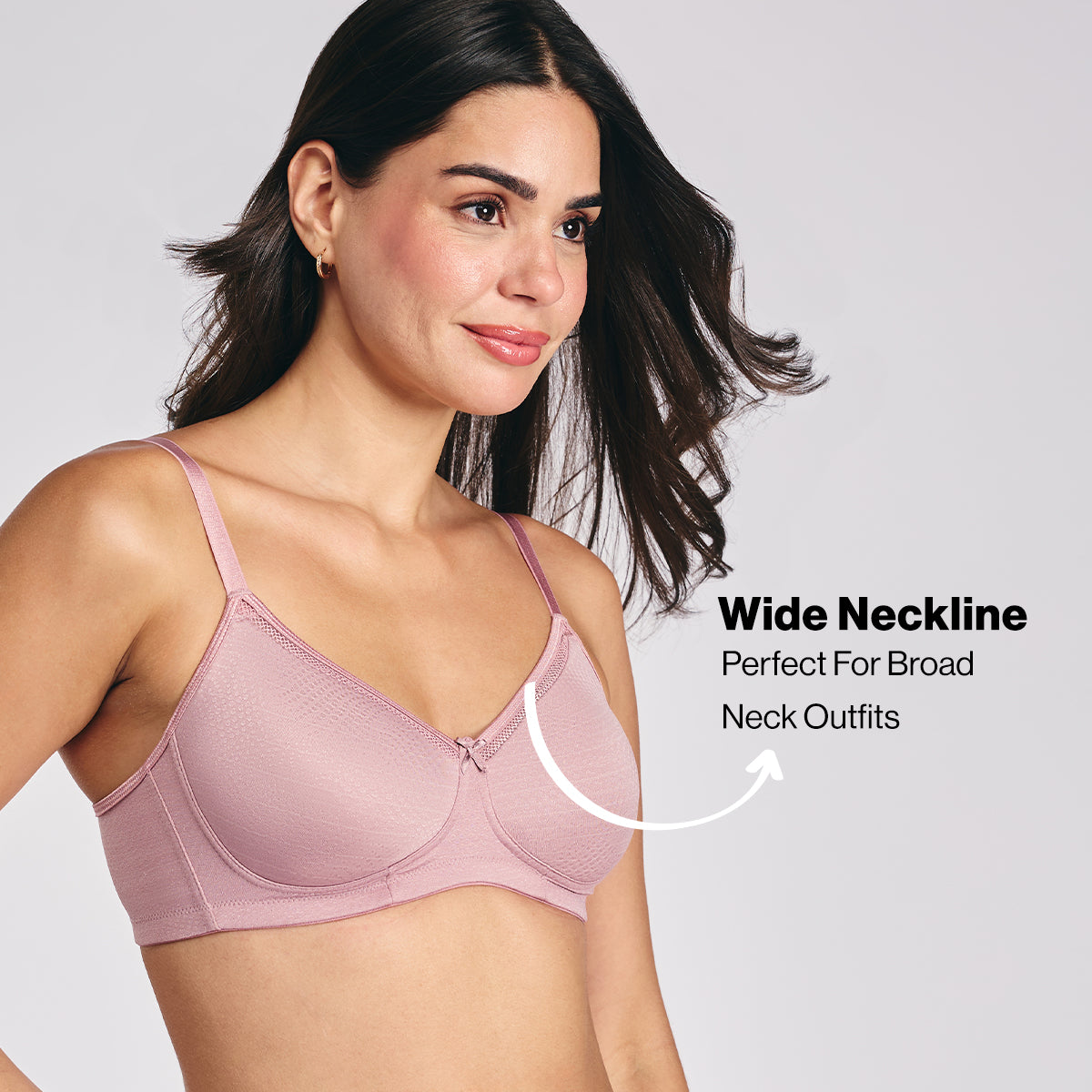 Hidden Support Non Padded Non Wired Bra In Luxe Jacquard Fabric-NYB390-Rose