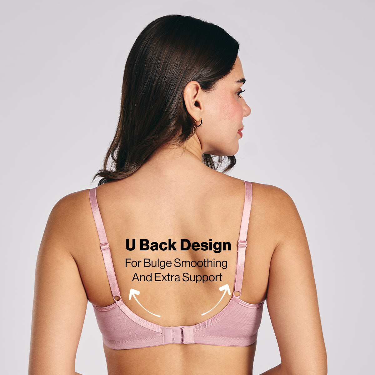 Hidden Support Non Padded Non Wired Bra In Luxe Jacquard Fabric-NYB390-Rose