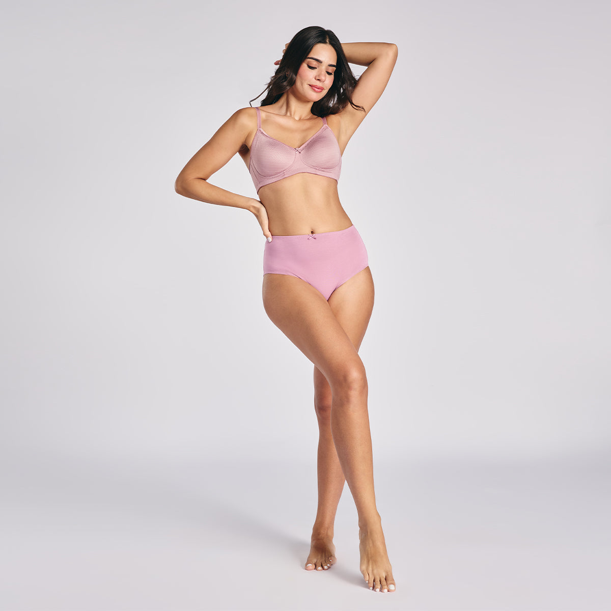 Hidden Support Non Padded Non Wired Bra In Luxe Jacquard Fabric-NYB390-Rose