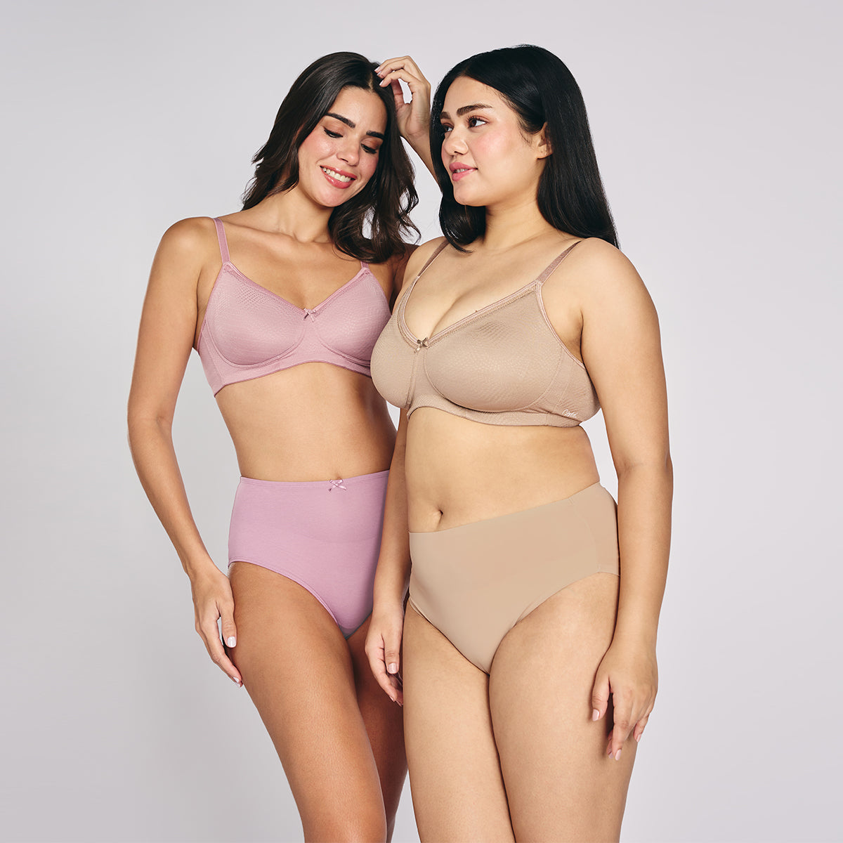 Hidden Support Non Padded Non Wired Bra In Luxe Jacquard Fabric-NYB390-Rose