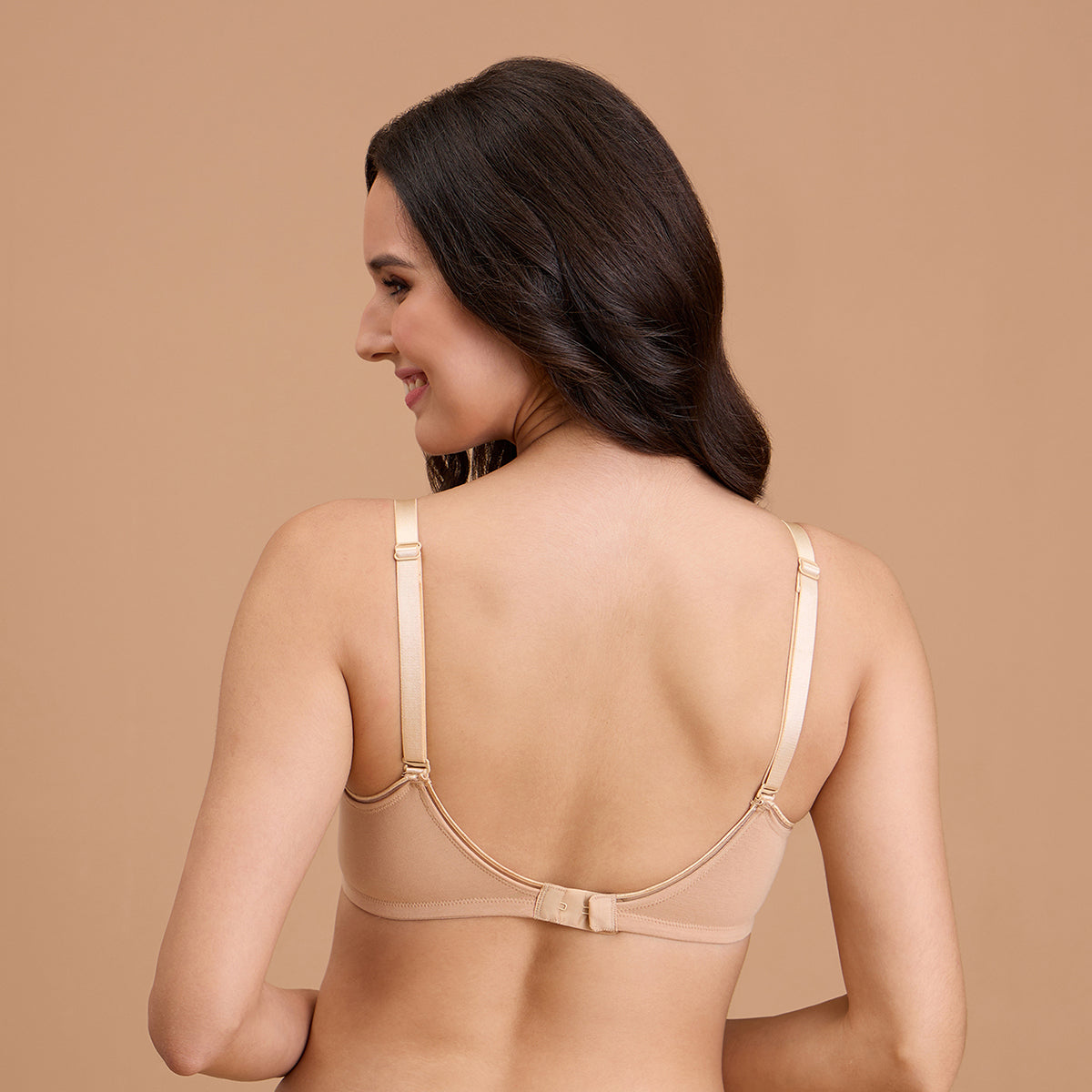 Cotton Deep Neck Non Padded Non Wired Bra with Low Back-NYB391-Sand