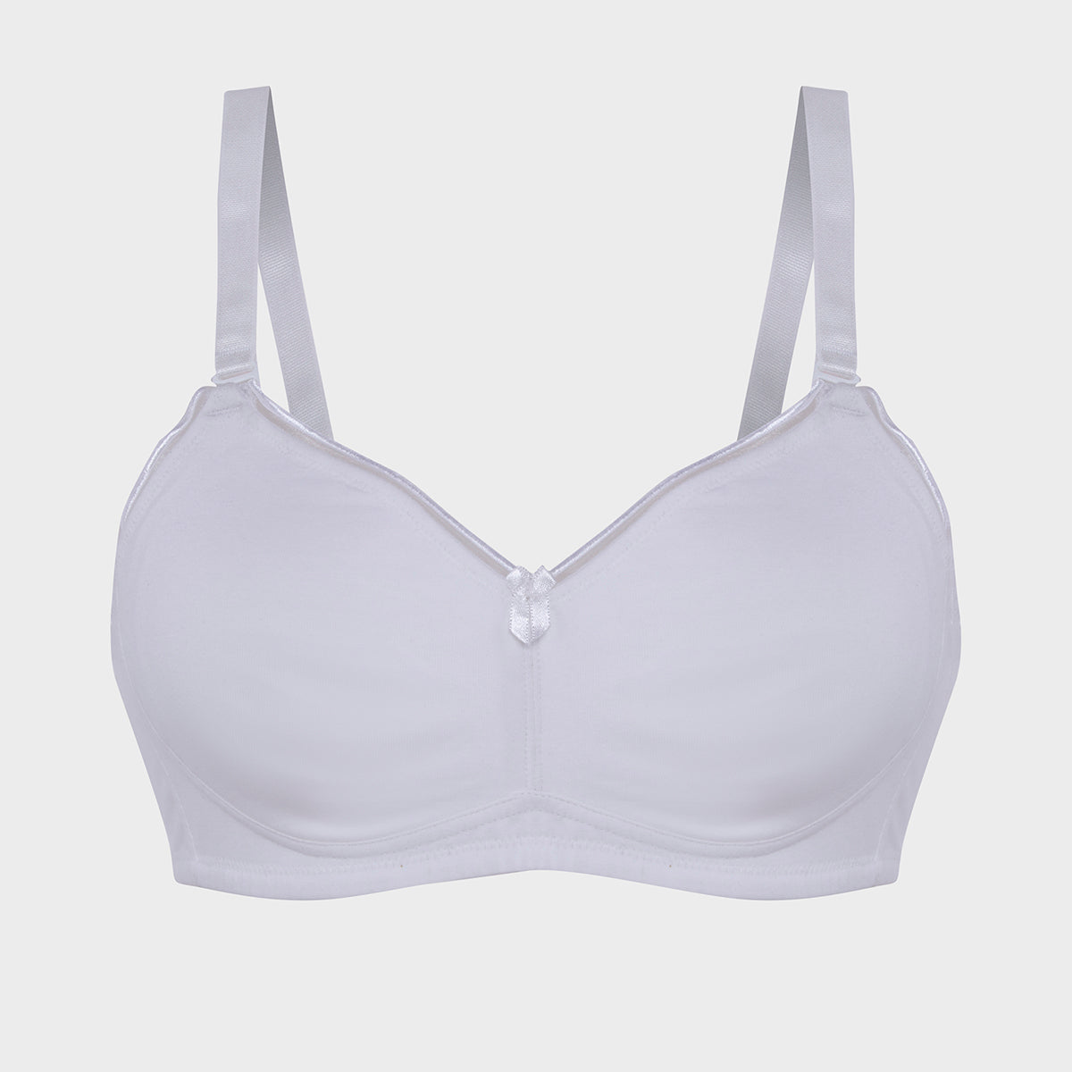 Cotton Deep Neck Non Padded Non Wired Bra with Low Back-NYB391-White