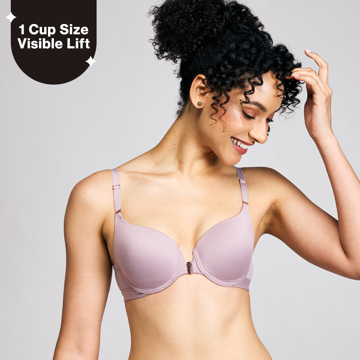 Nykd By Nykaa Infinity Edge Front Open Padded Wired Level 2 Push Up Bra NYB395 Lavender