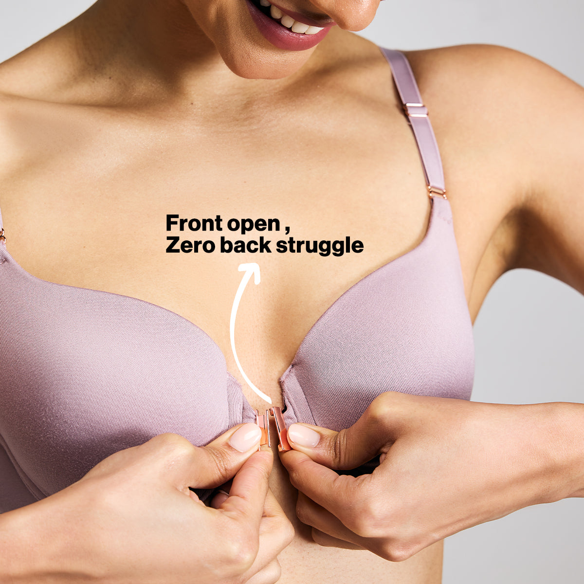 Nykd By Nykaa Infinity Edge Front Open Padded Wired Level 2 Push Up Bra NYB395 Lavender
